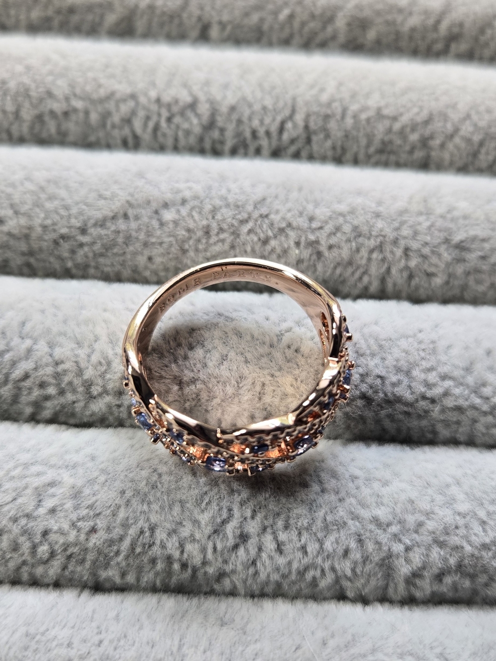 Size 7 Blue Topaz Gold Plated Bomb Party Ring - Picture 4 of 6